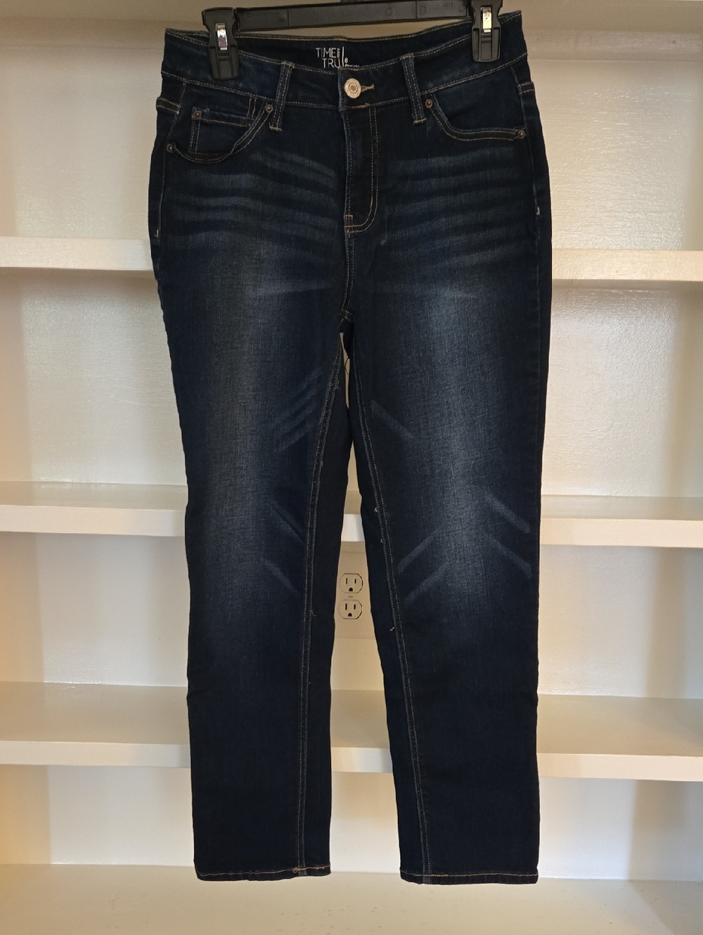 Time and Tru Women’s Dark Wash Straight Jeans - Deep Blue